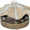 Futterhaus Aus Birkenholz Mit Strohdach, Rund -Futternest Geschäft 070110futterhausbirkestrohdachsilo40x40x25cm